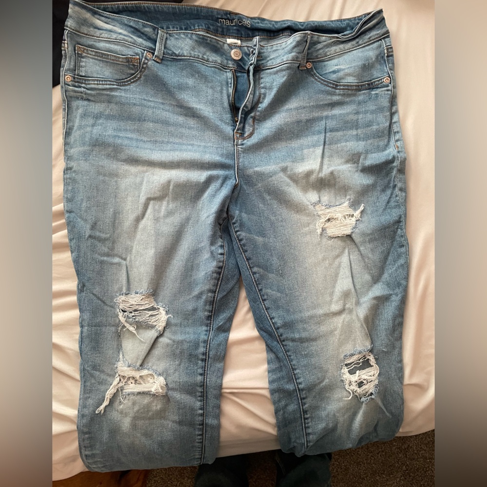 Maurices Light Blue Ripped Skinny Jeans